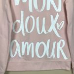 Loft Women’s Mon Doux Amour Graphic Print Pink White Cozy Comfy Sweatshirt Photo 2