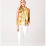 Joie NWT  Summer Porcelain Print Sleeveless Smocked Neck Satin Fern Top.‎ Small Photo 1