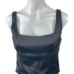 Aritzia  Wilfred Shine Satin Bustier Black Square Neck Sleeveless Crop Tank Top M Photo 0