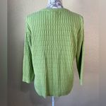 Karen Scott  green cable knit V neck button‎ sweater Photo 4