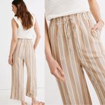 Madewell • Smocked Huston Pull-On Crop Pants in Stripe tan white wide leg beach Photo 11