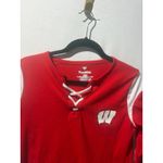 Fanatics  Wisconsin Badgers Red White Lace Up Long Sleeve Shirt Womens Medium Photo 4