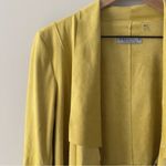 Bagatelle Faux Sued Yellow Open Front Jacket Long Sleeve Front Zipper Pockets M Photo 3