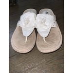 White Cliffs By White Mountain Cynthia Flower Rhinestone Thong Wedge Sandals 9.5 Photo 2