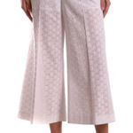 RED VALENTINO Cotton Lace Eyelet Wide Leg Pant Size US 6 White Photo 0