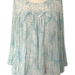 Molly Bracken Anthropologie  Jungle Mint Sheer Leaf Print Lightweight Blouse Sz L Photo 0