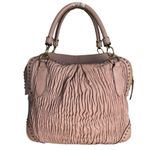 Burberry Women’s Old Rose Pink Plisse Gathered Leather Studded Satchel Purse Bag Photo 8