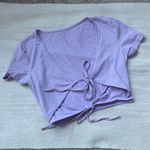 SheIn lilac purple front tie cut out cotton tshirt fitted crop top Photo 2