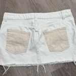 We The Free  People Two Toned Patched Up White Cream Raw Hem Denim Skirt 29 Photo 3