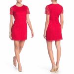 Laundry by Shelli Segal  Red Lace Mini Dress Size 8 Cap Sleeve Cocktail Party NWT Photo 6