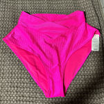 Aerie  Rib Shine Crossover High-Waisted Bikini Bottom Photo 0