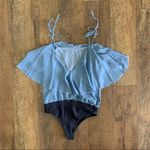 ZARA  ruffled chambray bodysuit Photo 3