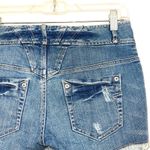 Armani Exchange Medium Wash Mid-rise Frayed Hem Denim Shorts Photo 5