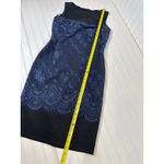 Tadashi Shoji Neoprene Navy & Black Metallic Sheath Cocktail Party Midi Size 8 Photo 5