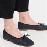 MANSUR Gavriel Raffia Square Toe Ballerina Woven Flats Size 39 Black Photo 0