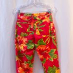 Ralph Lauren Ralph by Red Floral Hibiscus Cropped Capri Pants Photo 2