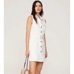 Area Stars Dress Womens Large White Denim Shirt Collared Snap Button Mini White Photo 3