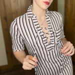 WAYF  Red White and Blue Striped Mini Summer Shirt Dress XS Photo 1