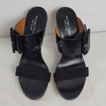 Sergio Rossi  Suede Leather Buckle Wood Platform Cone Heels Slides Sandals Sz 37 Photo 1