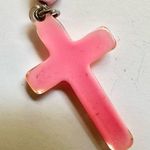 Pink heart flower cross rosary necklace Photo 8