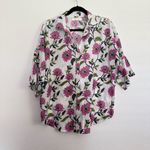 Bindu Floral Casey Blouse in Gerbera Magenta XS White Photo 1