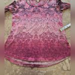 Style & Co Embellished Graphic Pink and Black Patterned Y2K vintage 2000s Blouse Small Photo 7