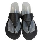 FitFlop  Size 7 Lulu Leather Toe Post Sandals Black Thong Wedge Black Comfort Photo 2