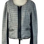 Elle X-Large Zip Blazer Jacket Zip Front Long Sleeve Lined Pockets Fringe Edges Photo 0