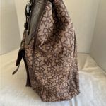 DKNY VINTAGE 90s SIGNATURE BROWN CANVAS CROC EMBOSSED SHOULDER PURSE TOTE BAG Photo 4