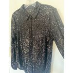 Halogen  Dark Black Sequin Button Down Shirt Sz  M Photo 10