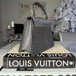 Borse In Pelle Gray Croc Embossed Leather Top Handle Chain Bag Made in Italy Photo 8