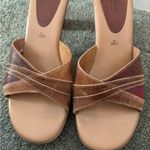 Fioni Women’s  Brown sandal heels size 10 leather shoes slip on Photo 10