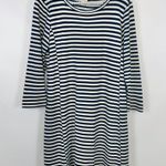J.Crew | Blue White Striped Side Zip Knit Dress Photo 1