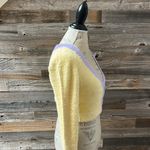 For Love & Lemons NWT  Sheila Yellow & Purple Fuzzy Cropped Cardigan Size Small Photo 4