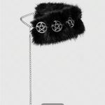 Black Faux Fur Choker with Silver Pentagram Accents Photo 3