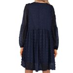 Boutique  Navy Clip Dot Mini Dress Size Small Babydoll Empire Waist Long Sleeve Photo 1