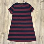 Duffield Lane Navy Burgundy Stripe Short Sleeve Pullover Shirt Midi Dress Size L Blue Size L Photo 0