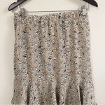 Max Studio  Tan/White Floral Print Ruffle Hem Mini Skirt Side Cinched Size L NEW Photo 4
