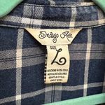 Indigo Rein Blue Plaid No-Shoulder Button Down Photo 3