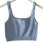ZARA  Blue Ribbed Knit Seamless Crop Tank Top SZ M  #1710 Photo 0