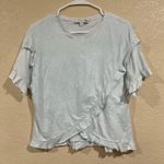 Derek Lam  Collective light blue gray cross front ruffle short sleeve tee shirt Photo 0