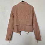 Caren Forbes Rosy Tan Vegan Leather Moto Jacket Size Large Photo 9
