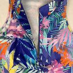 Boston Proper women's medium Mini Dress blue pink zip Tropical Print Photo 6