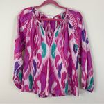 Dylan NWT  Ikat Print‎ Long Sleeves Split Neck Blouse Size XS Photo 1