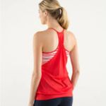 Lululemon  No Limits Tank‎ too Love Red / Twin Stripe Love Red Sz 4 Photo 2