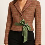 INC International Concepts NWT Cosmopolitan Tweed blazer with Satin Green Bow 6P Pink Photo 0