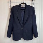 Le Suit  Women’s Navy & White Single Breasted One Button Blazer Size 12 Corporate Photo 0
