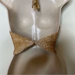 Vintage Y2K Handmade Luxury Gold Sequin Halter neck crop top sz XS Photo 9