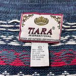 Tiara International vintage Y2K stripes hearts snowflake zip up knit sweater XL Photo 8