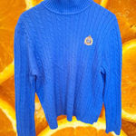 Ralph Lauren Lauren By  Blue Cable Knit‎ Cowl Neck Sweater with Crest Size Large Photo 0